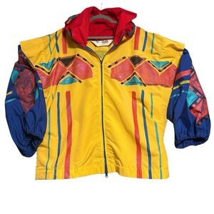 Ann Original Seattle Jacket Hooded 80s Hand Painted Art Abstract‎ Oversized